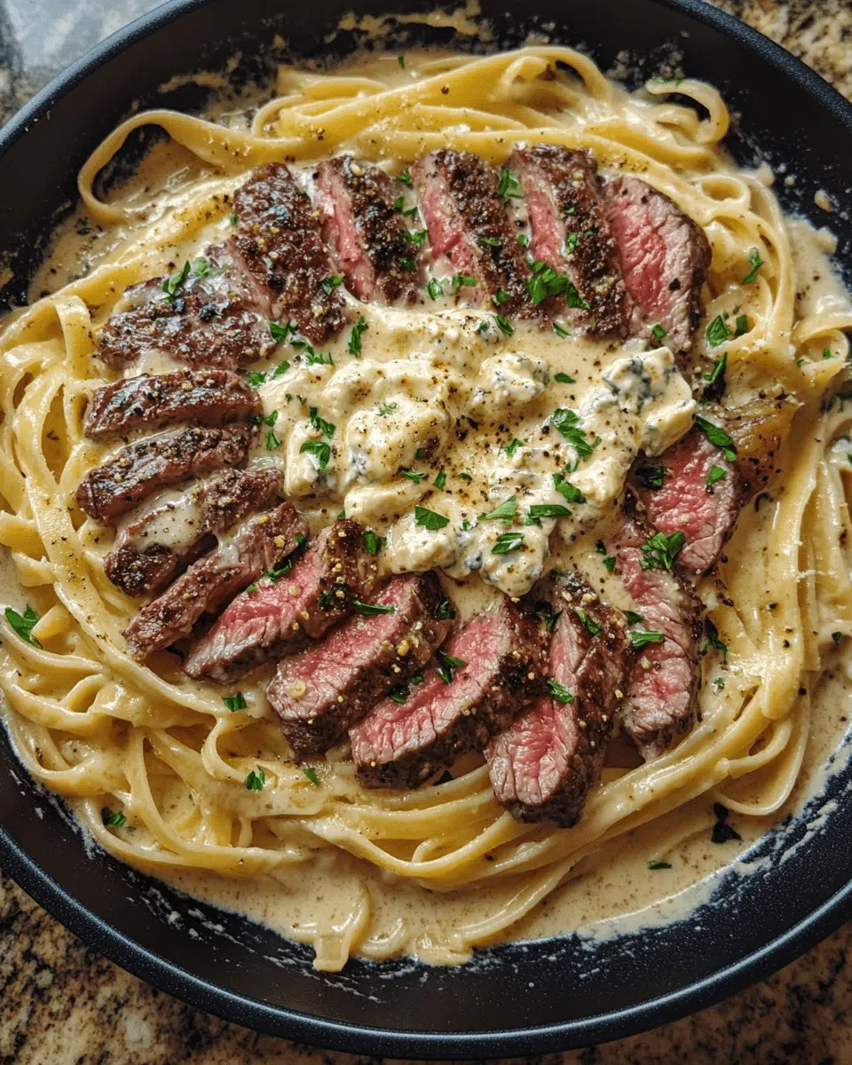 Savory Steak Gorgonzola Alfredo with Creamy Parmesan Sauce