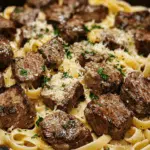Garlic Butter Steak Bites with Creamy Parmesan Pasta