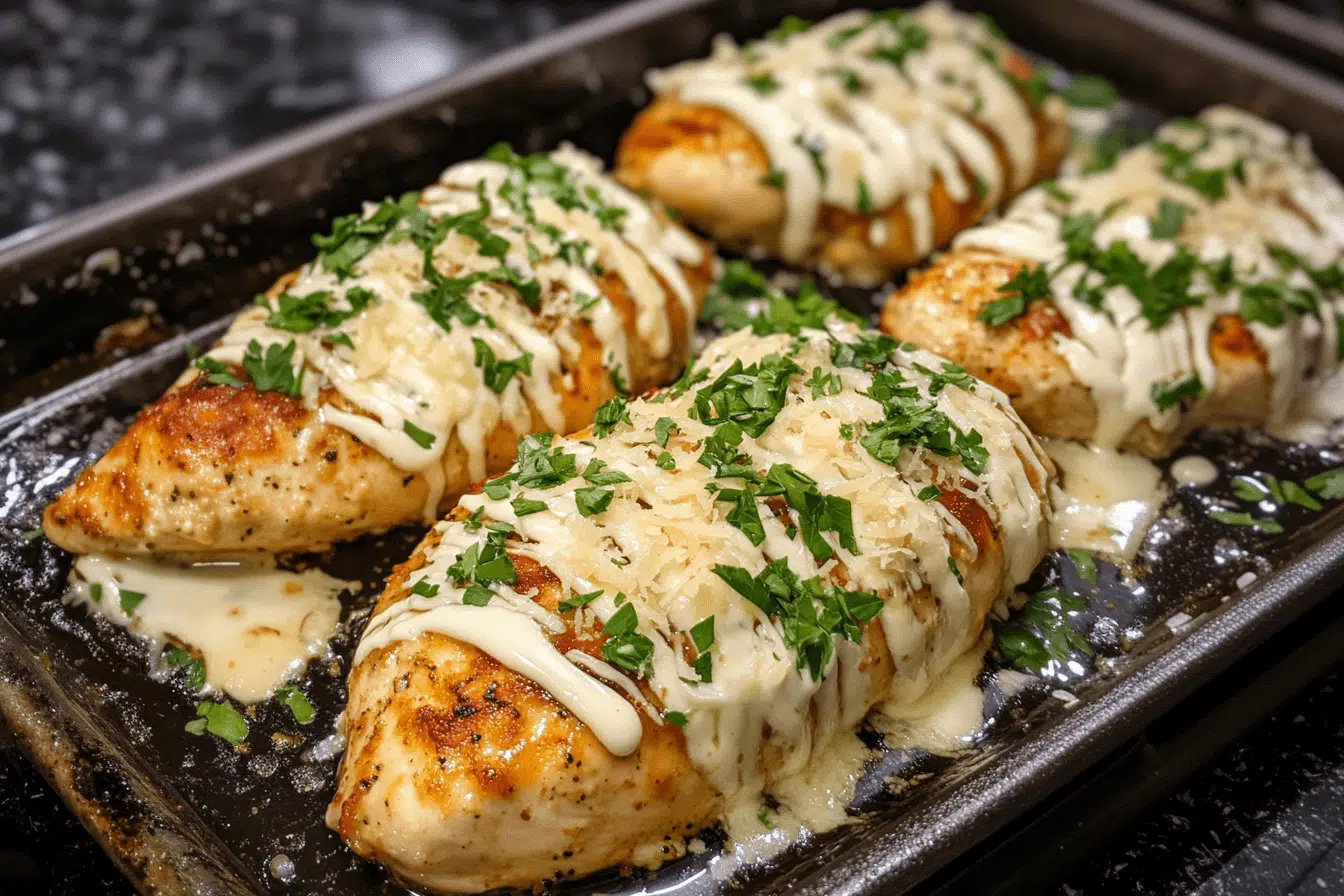 Juicy Baked Caesar Chicken with Creamy Parmesan Sauce | Easy Family Dinner