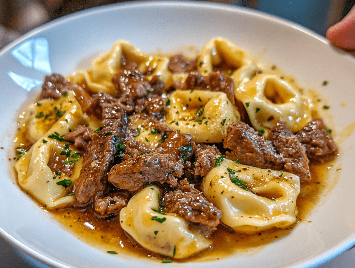 Cheesesteak Tortellini in Rich Provolone Sauce | Creamy & Flavorful