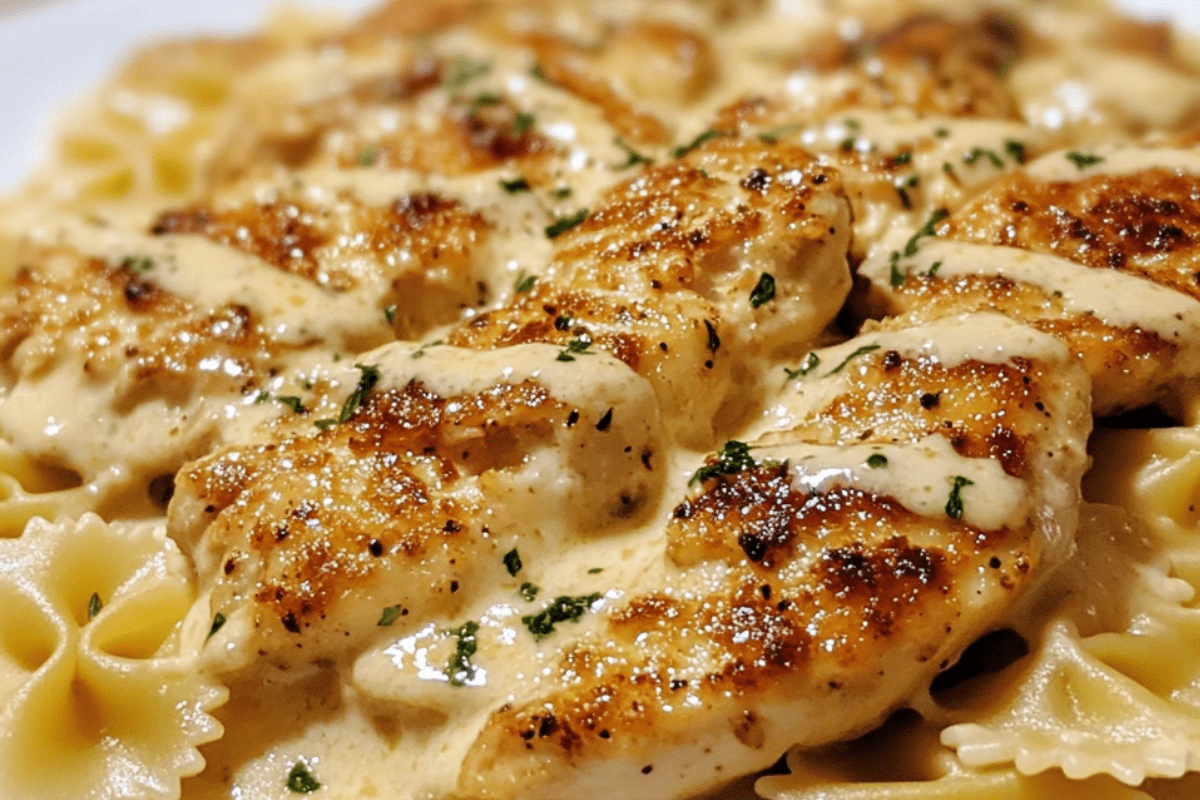 Easy Creamy Lemon Garlic Chicken with Parmesan Bowtie Pasta | Quick & Flavorful Meal