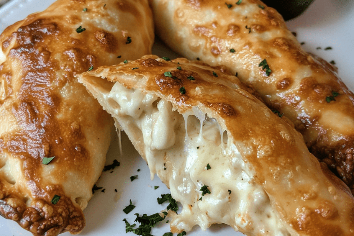 Crispy Cheesy Chicken Alfredo Air Fryer Calzones | Quick & Flavorful