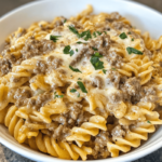 Creamy Cheesy Garlic Butter Rotini with Savory Beef | Comfort Food Delight