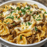 Beef and Bowtie Pasta with Alfredo Sauce | Easy & Creamy Dinner