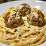 Garlic Butter Meatballs over Creamy Parmesan Linguine | Savory & Hearty Dinner