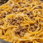 One-pot creamy beef and garlic butter pasta with a rich sauce and tender beef, perfect for a quick and satisfying dinner.