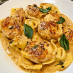 Creamy Marry Me Chicken served with tender tortellini, creating a rich, flavorful pasta dish.