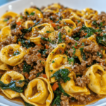 Garlic Butter Beef and Spinach Tortellini | Savory and Creamy Pasta Dish