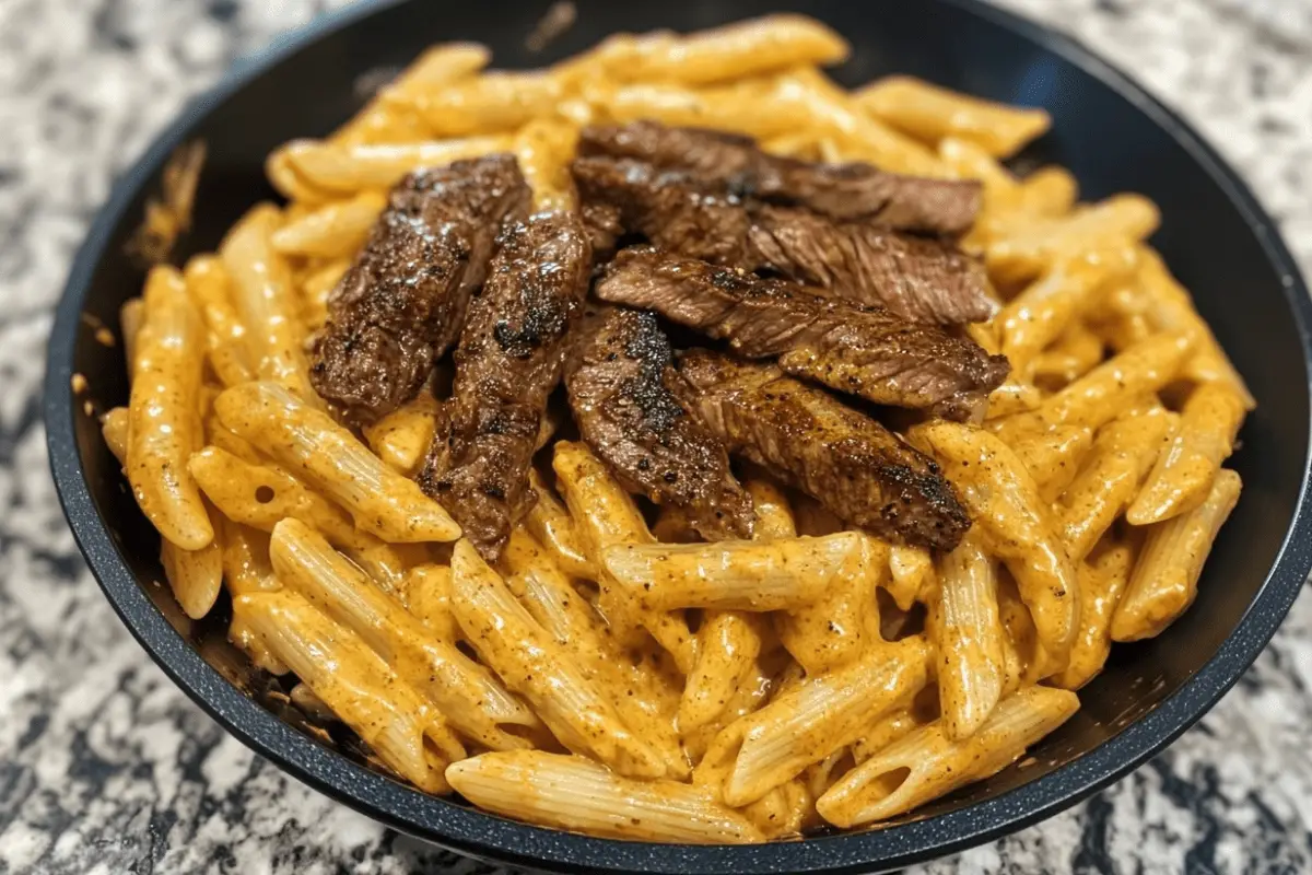 Creamy Cajun Steak & Cheddar Penne Skillet