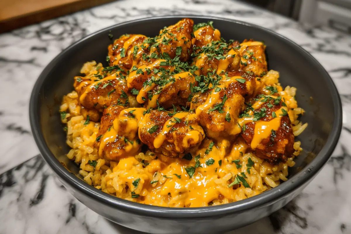 Creamy Honey Garlic Chicken over Spicy Cajun Rice – Sweet, Spicy & Satisfying
