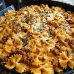 Cajun Cream Cheese Alfredo Bowties with Spiced Ground Beef