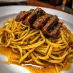 Cajun Garlic Butter Linguine with Tender Beef Strips
