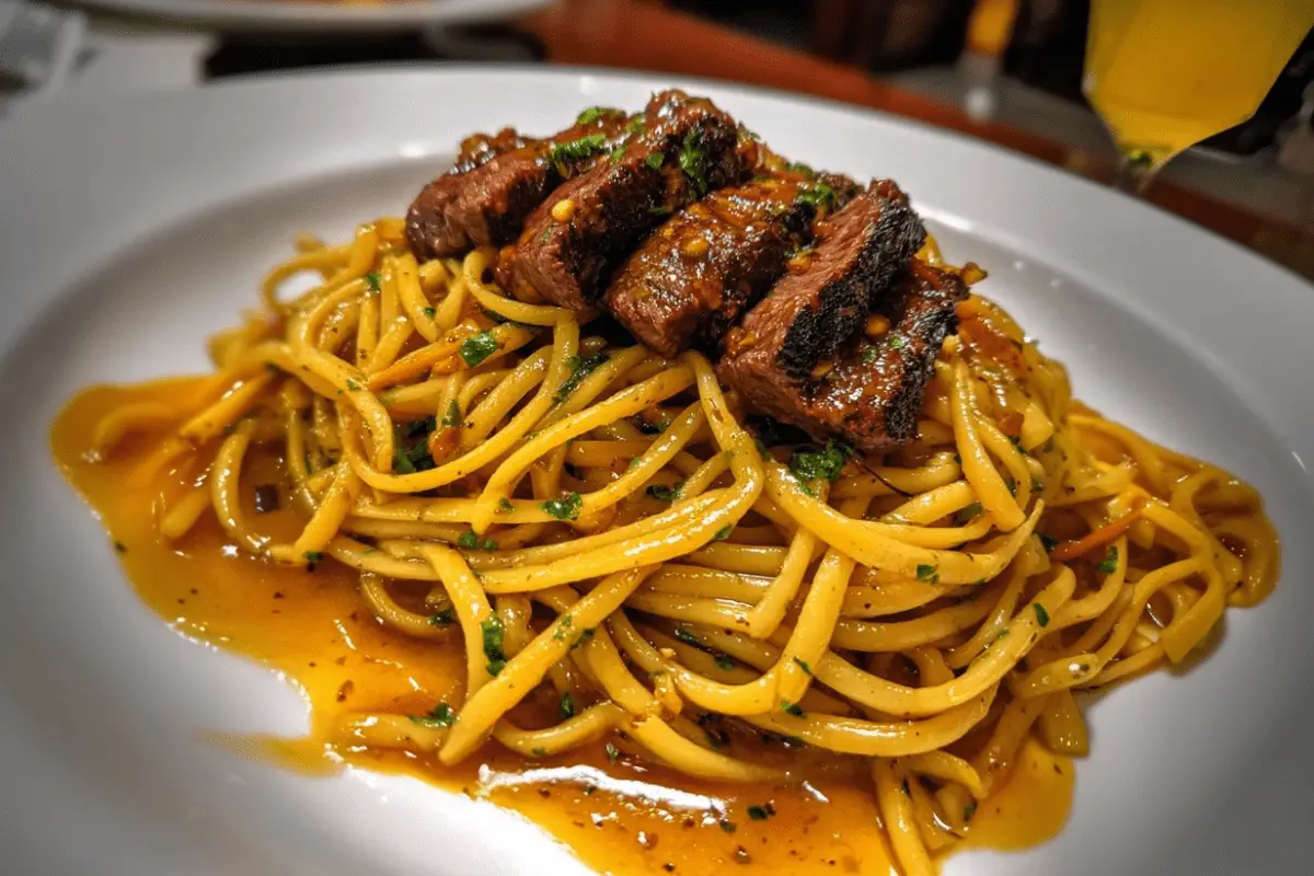 Cajun Garlic Butter Linguine with Tender Beef Strips