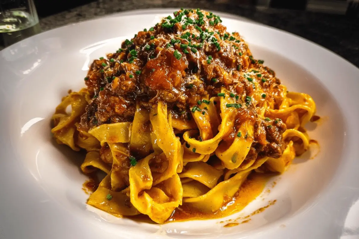 Creamy Beef Bolognese Fettuccine