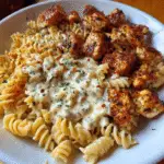 Creamy Cajun Alfredo Twisted Pasta with Garlic Butter Chicken Bites