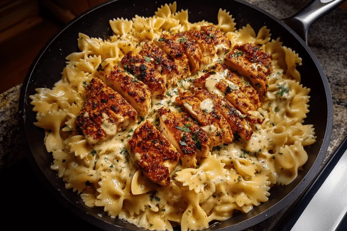 Creamy Cajun Chicken Bowtie Pasta Skillet