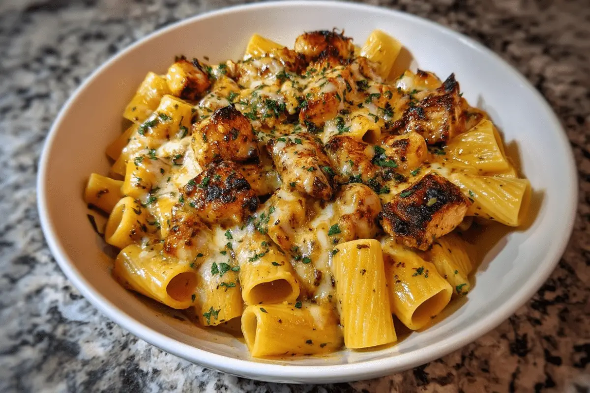 Creamy Cajun Chicken Rigatoni with Garlic Cheese Sauce