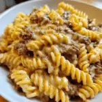 Creamy Garlic Parmesan Rotini with Cajun Beef
