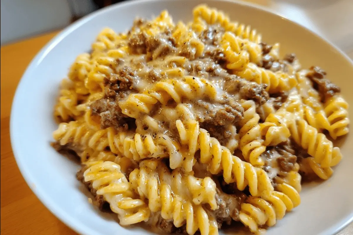 Creamy Garlic Parmesan Rotini with Cajun Beef