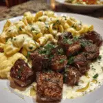 Creamy Parmesan Shells with Garlic Butter Steak Bites