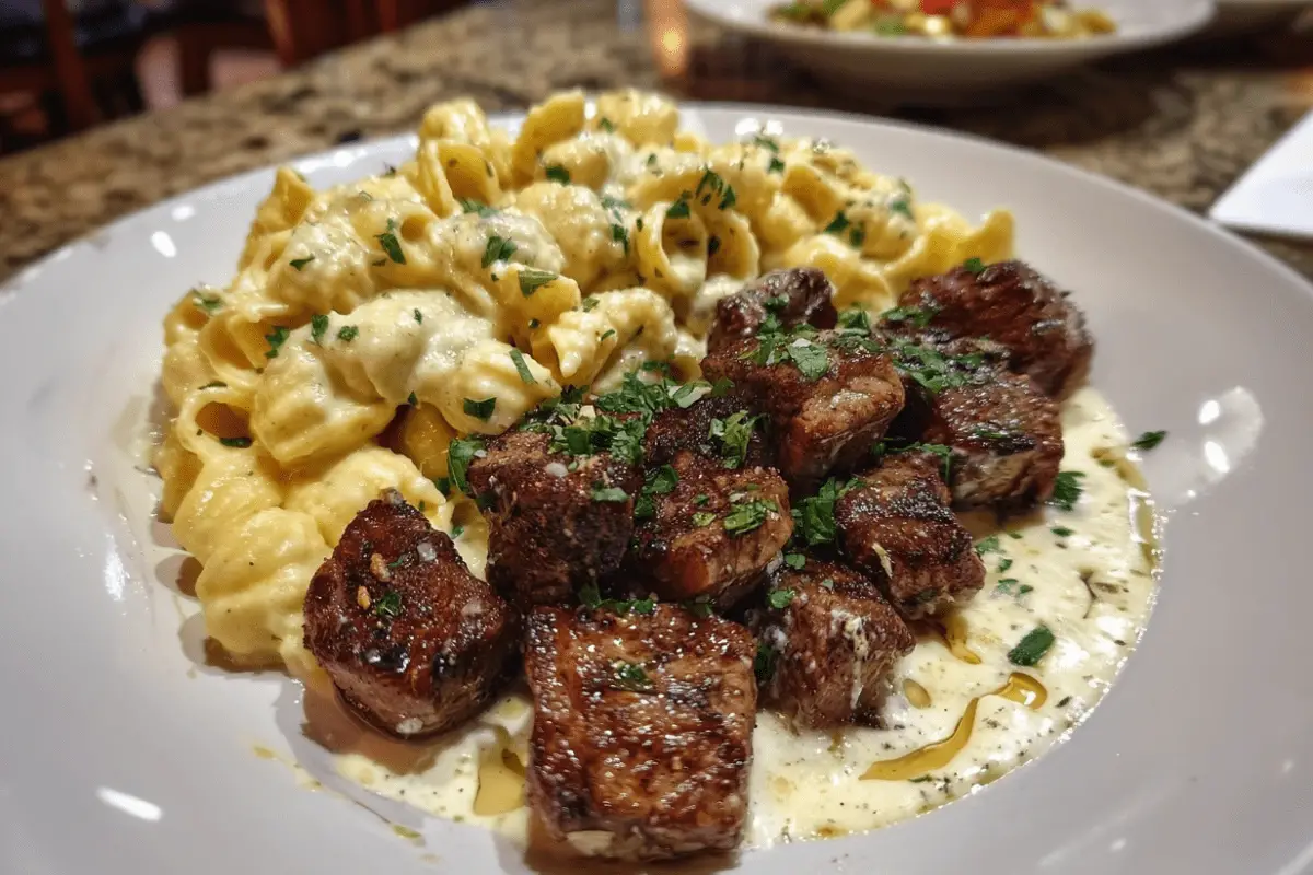 Creamy Parmesan Shells with Garlic Butter Steak Bites