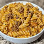 Creamy Velveeta Beef and Rotini Pasta