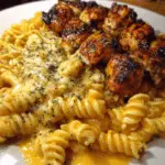 Garlic Butter Cajun Chicken with Cheesy Rotini Pasta