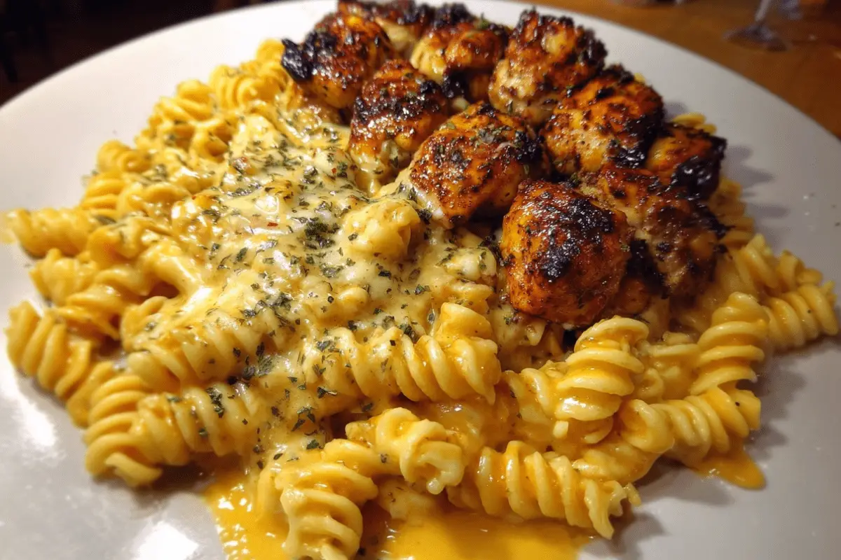 Garlic Butter Cajun Chicken with Cheesy Rotini Pasta