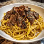 Garlic Butter Cajun Steak Linguine with Creamy Parmesan Sauce