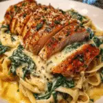 Garlic Butter Chicken with Spinach Alfredo