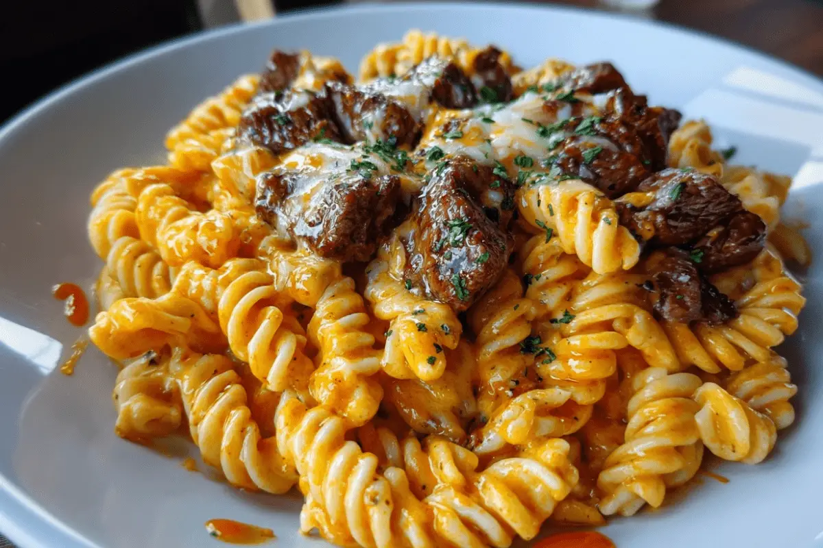 One-Pot Buffalo Steak Pasta with Creamy Honey Heat