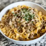One-Pot Creamy Garlic Parmesan Beef Noodles