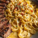 Spicy Cajun Steak with Parmesan Fettuccine Pasta