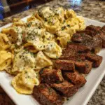 Cajun Garlic Butter Steak with Cheesy Alfredo Tortellini