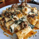 Cheesy Beef and Italian Sausage Rigatoni in Garlic Butter Sauce