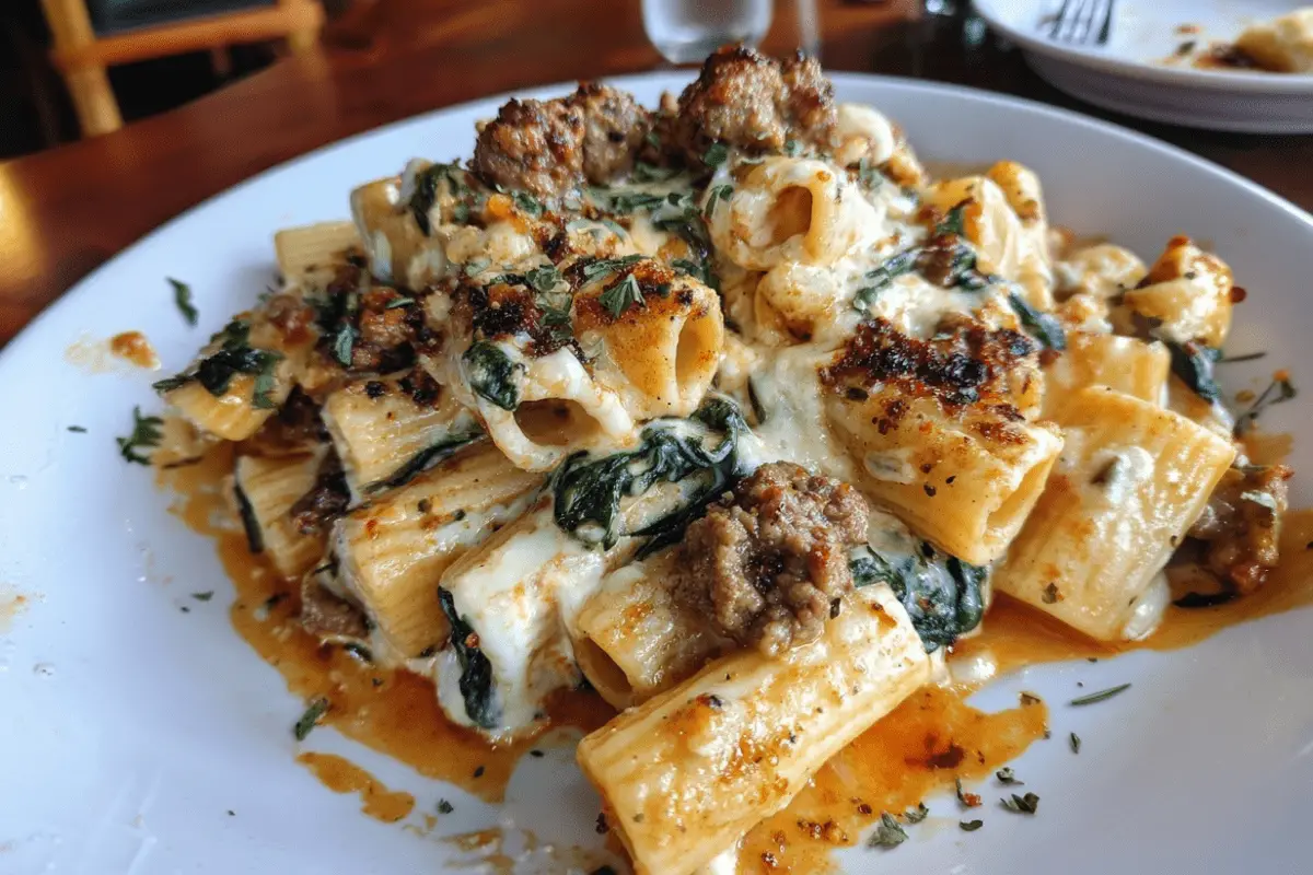 Cheesy Beef and Italian Sausage Rigatoni in Garlic Butter Sauce