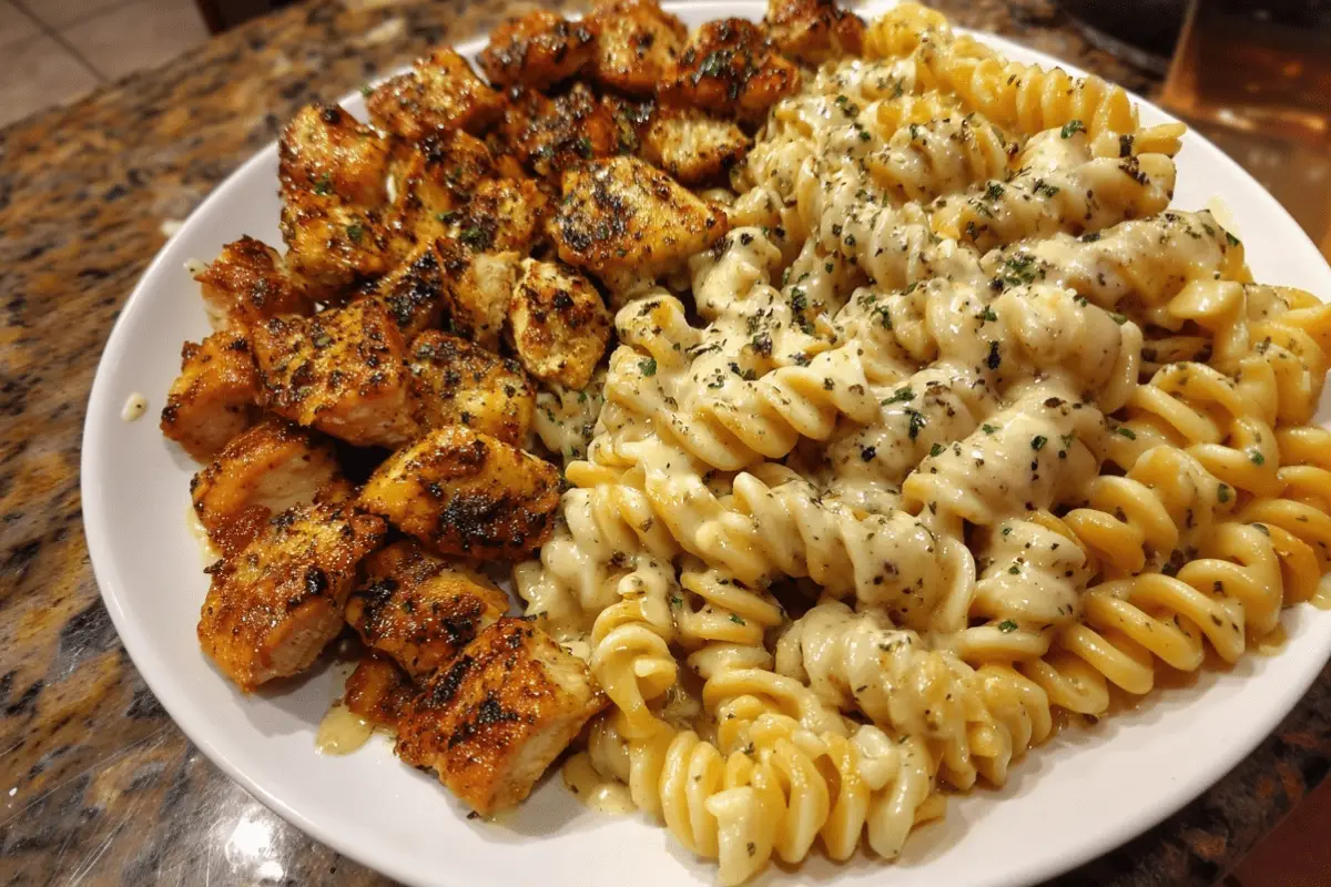 Cheesy Cajun Chicken Twisted Pasta with Italian Herb Alfredo Sauce-min