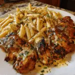 Cheesy Penne and Cajun Chicken in Garlic Parmesan Cream