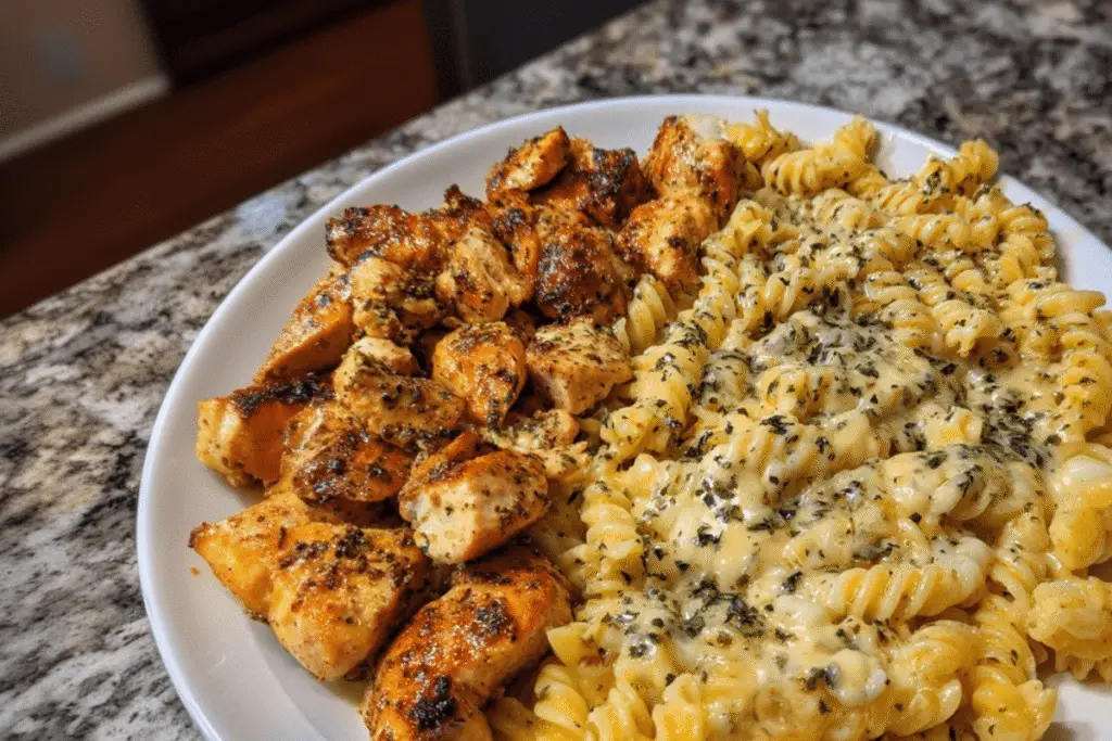 Cheesy Velveeta Chicken Twisted Pasta with Mozzarella Garlic Sauce 2