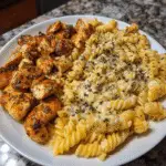 Cheesy Velveeta Chicken Twisted Pasta with Mozzarella Garlic Sauce