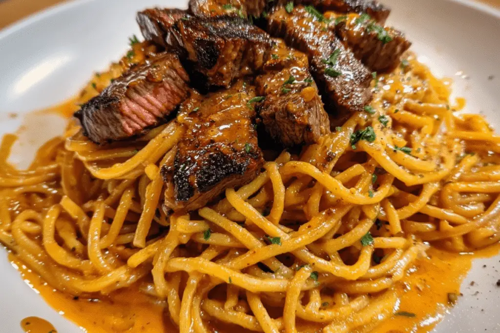 Creamy Cajun Garlic Butter Spaghetti with Beef