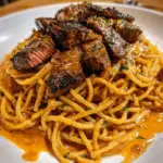 Creamy Cajun Garlic Butter Spaghetti with Beef Strips