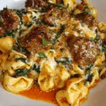 Creamy Garlic Butter Beef Tortellini with Italian Sausage