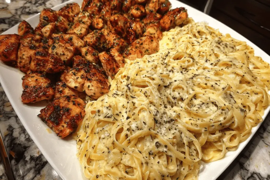 Creamy Garlic Butter Chicken & Linguine in Alfredo Sauce 2