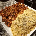 Creamy Garlic Butter Chicken & Linguine in Alfredo Sauce