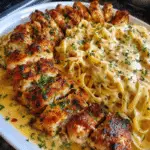Creamy Mozzarella Chicken Linguine in Garlic Cajun Butter