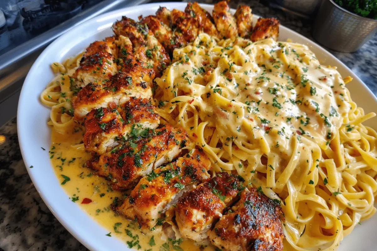 Creamy Mozzarella Chicken Linguine in Garlic Cajun Butter