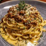 Creamy Parmesan Beef Linguine with Garlic Butter Sauce