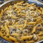 Creamy Velveeta Beef Stroganoff and Penne Pasta