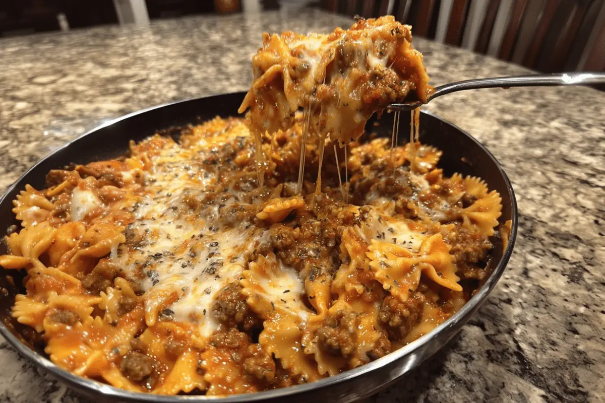 Creamy Velveeta Bowtie Pasta with Italian Beef Marinara